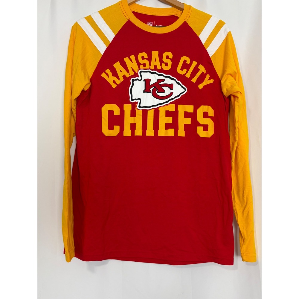 Nike NFL Kansas City Chiefs Raglan Long Sleeve‎ Shirt Red Gold Women Medium